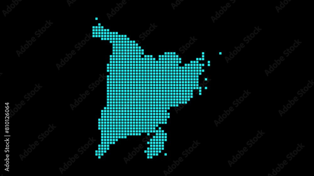 Poster panay digital map. map of panay in dotted style. shape of the island filled with rectangles. charmin