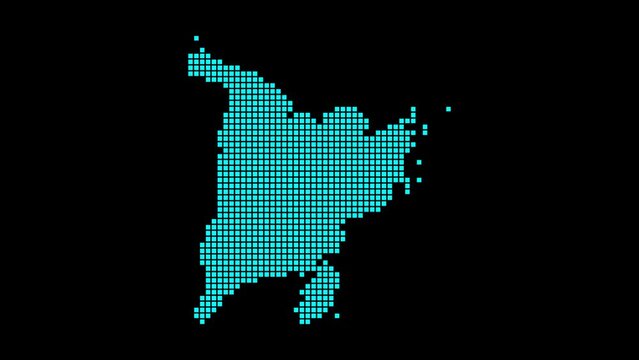 Panay digital map. Map of Panay in dotted style. Shape of the island filled with rectangles. Charming video.