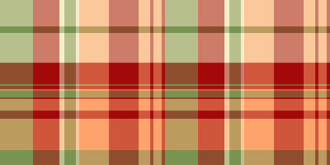 Robe textile tartan seamless, net plaid texture vector. New check fabric background pattern in red and orange colors.