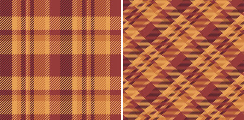 Fabric plaid seamless of check tartan background with a texture textile pattern vector. Set in warm colors for windowpane print blouse, sheath dress, skinny pants.