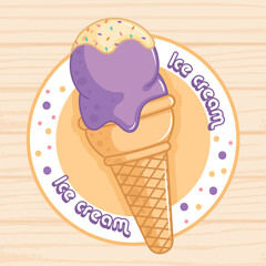 Pastry colored ice cream Vector illustration