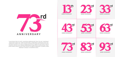 Set of Anniversary Logotype with swoosh, pink and black color can be use for special day celebration