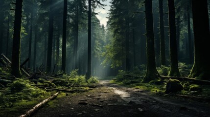 Enchanting forest path through lush greenery