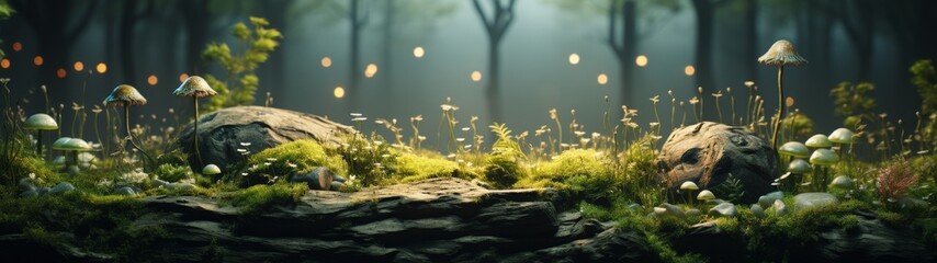 Fototapeta premium enchanted forest mushroom landscape