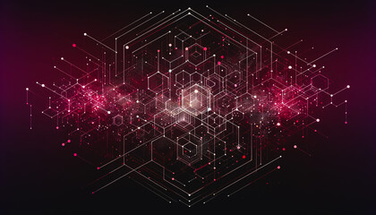 Abstract technology-themed wallpaper background with a burgundy color palette