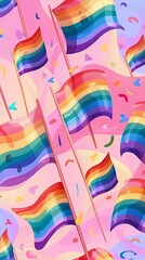 Pride Month rainbow flags and LGBTQ symbols