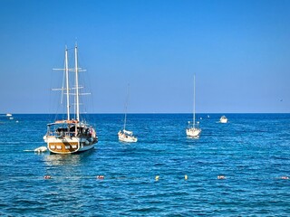 Malta seascape with view of sailboats on the Mediterranean Sea on a sunny summer day
