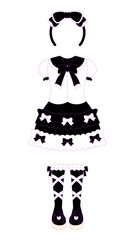 16:9 甘ロリ風な真夏の白黒ロリィタコーデセット❤︎PNG