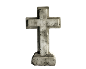 Cross on a stone symbol of  Christianity on transparent background
