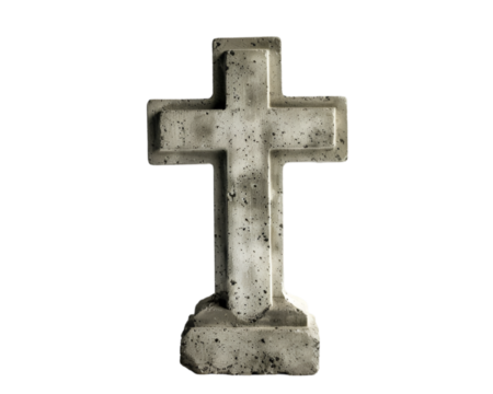 Cross on a stone symbol of  Christianity on transparent background