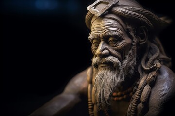Weathered and wise old man with long beard and turban