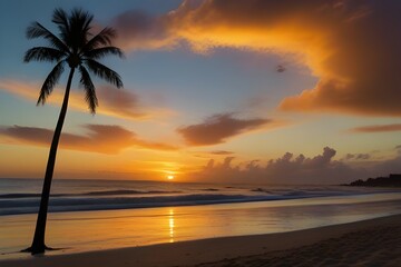 sunset over the beach