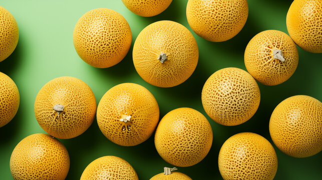 Sweet Green melons isolated on background, Melon or cantaloupe