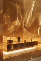 Złoty blask luksusowego sklepu z kosmetykami