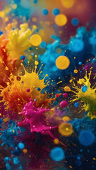 Vibrant Wall Decor, Attractive Wallpaper Featuring Colorful Splash Paint and Bright, Vivid Tones