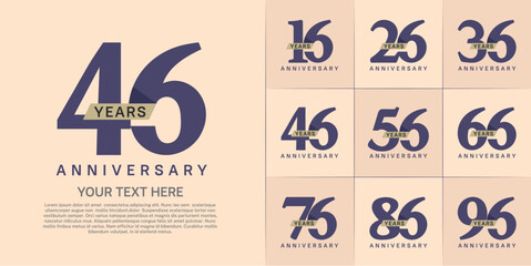 Set of Anniversary Logotype with brown ribbon, purple color can be use for special day celebration