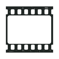 Vintage retro Movie film strip isolated on white background. Film strip frame template with grunge texture. Cinema and filmmaking concept. Vector illustration
