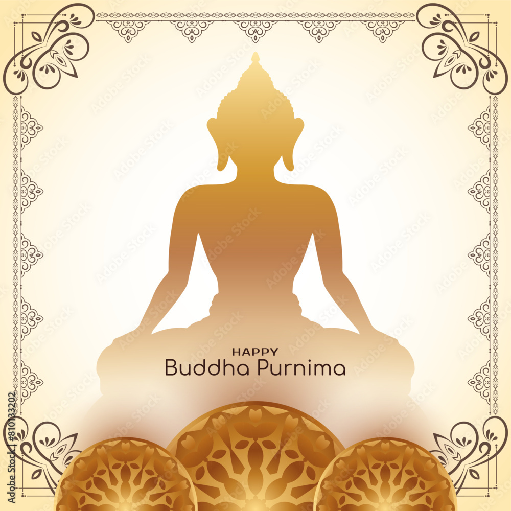 Poster Happy Buddha Purnima Indian festival celebration greeting card