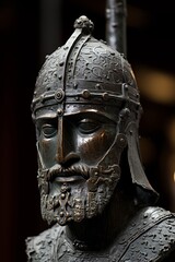 Ornate medieval warrior helmet with intricate designs