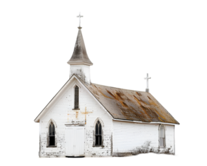 Old wooden church on transparent background