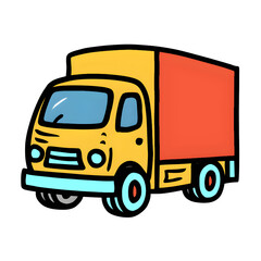 Illustration of a Delivery Truck Isolated on Transparent Background