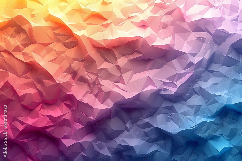 Poster a low poly abstract background with a warm color scheme in varying shades of orange and pink