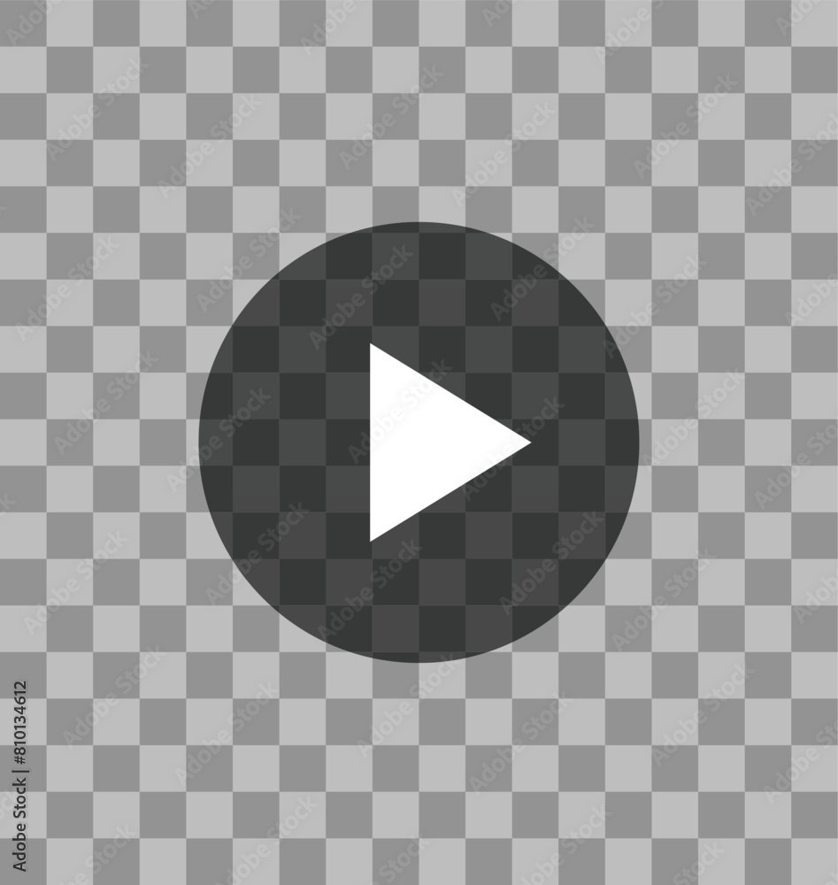 Poster play button on transparent background. video or music player user interface. vector illustration.