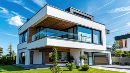 Fototapeta premium House design, white minimalist house