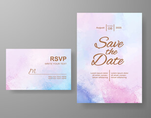 Wedding invitation with abstract watercolor background
