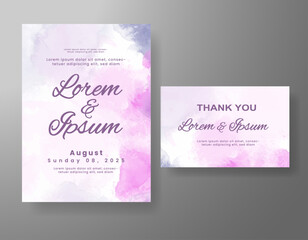 Wedding invitation with abstract watercolor background