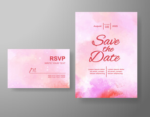 Wedding invitation with abstract watercolor background