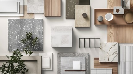 Mood boards designed for architect styling and material selection.