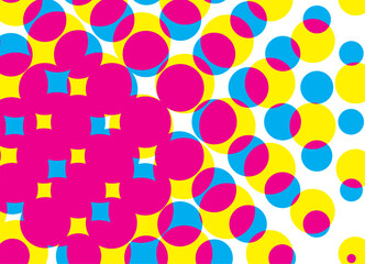 Trendy vector pattern with colored dots on a white background. Vector background for covers, posters, interior decor, clothing design. Risograph colors.