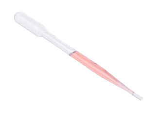 One transfer pipette with liquid isolated on white