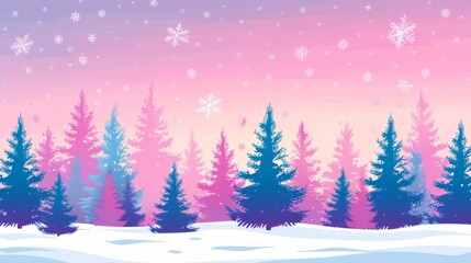 Obraz premium trees adorned with snowflakes; ground dotted with falling ones