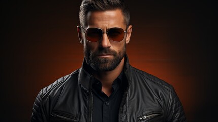 Fototapeta premium Stylish man with beard wearing sunglasses