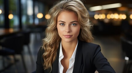 Fototapeta premium Confident businesswoman with blonde wavy hair