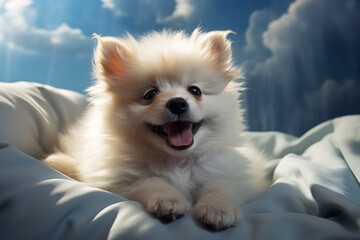 Adorable Pomeranian dog with happy expression