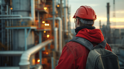 Fototapeta premium A man in a red jacket