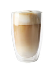 Aromatic coffee in glass isolated on white