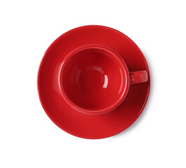 Empty coffee cup isolated on white, top view