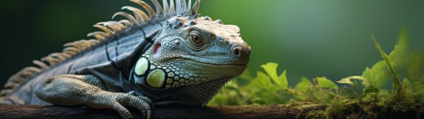Fototapeta premium close-up of a colorful iguana in natural habitat