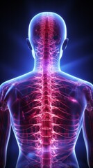 Glowing x-ray view of the human nervous system