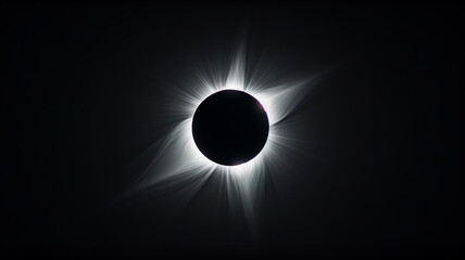 Total solar eclipse in a dark sky - A rare celestial event captured in detail showing the moon covering the sun