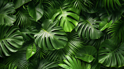 A lush green forest with many leaves and vines
