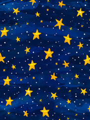 Seamless pattern with stars on the night sky.