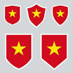 Set of Vietnam Flag in Shield Shape Frame