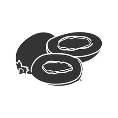 Miracle Fruit Icon Silhouette Illustration. Exotic Food Vector Graphic Pictogram Symbol Clip Art. Doodle Sketch Black Sign.