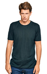 Fototapeta premium Handsome caucasian man wearing casual clothes skeptic and nervous, frowning upset because of problem. negative person.