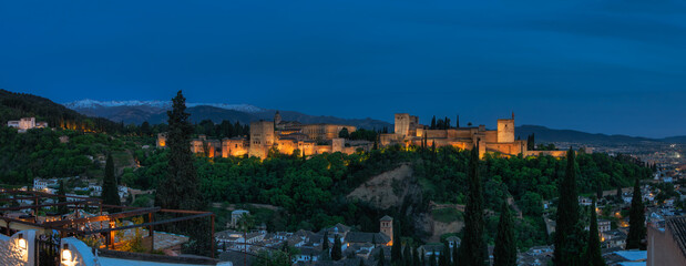 Twilight Over Alhambra with Sierra Nevada in Background